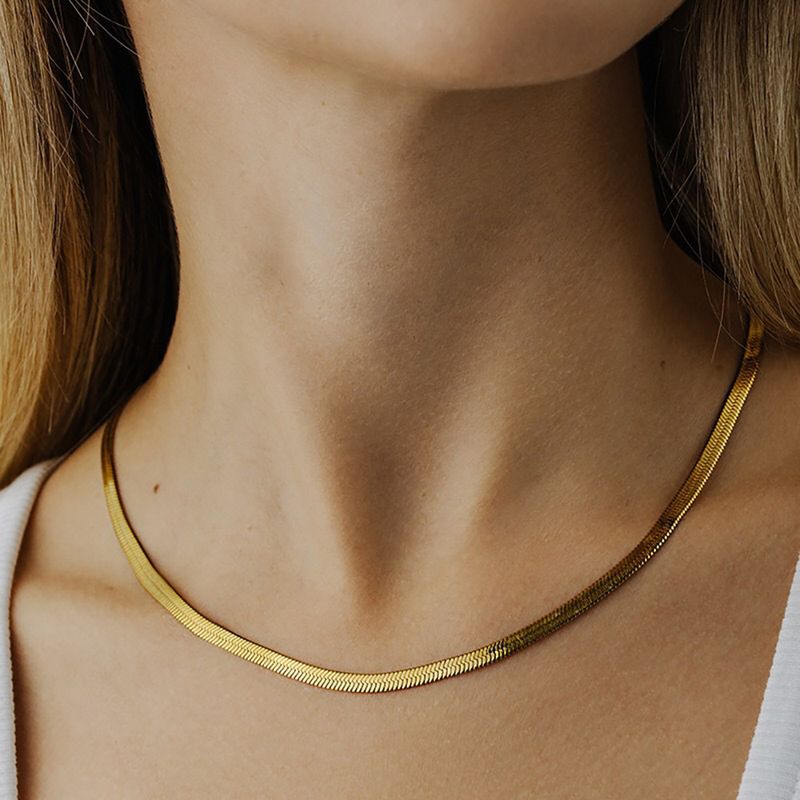 Damenschmuck Halskette Gold verblasst nicht kubanische Halskette Titanstahl Halskette Männer und Frauen alle passen ins Stil kubanische Kette Schlangenkette_voghion.com