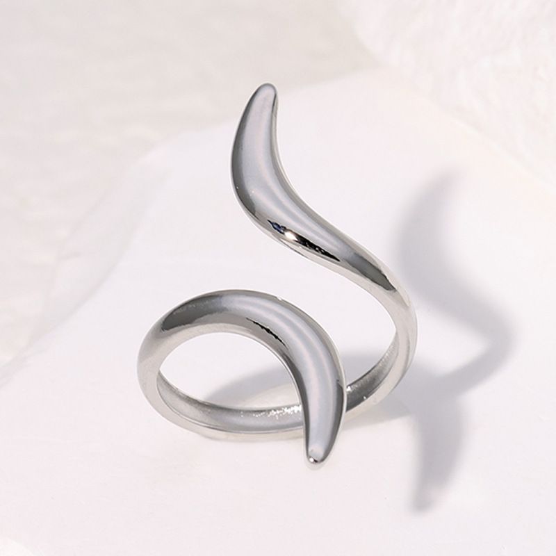 Anello aperto in acciaio inossidabile resistente alla luce, stile minimalista freddo, semplice e alla moda, per dito indice_voghion.com