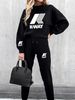 Women's Printed Two Piece Tracksuit, Long Sleeve Pullover Top And Drawstring Waist Pants, Casual Sportswear For Spring And Fall_voghion.com