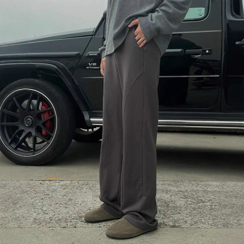 Vêtements pour hommes Cleanfit City Commuting Automne et hiver Plus Velvet Daily Loose Structure Pantalons de survêtement Casual Wide Leg_voghion.com