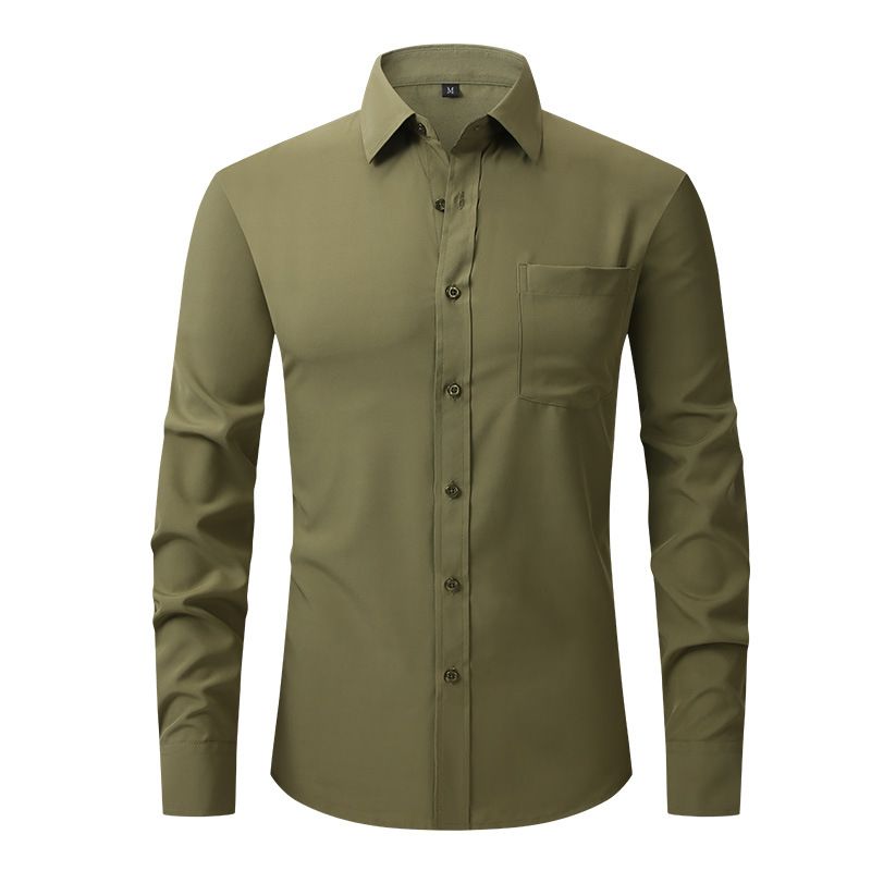 EU Size Four Sided Elastic Shirt Men's Business Casual Long Sleeve Shirt Professional Dress Shirt Men_voghion.com