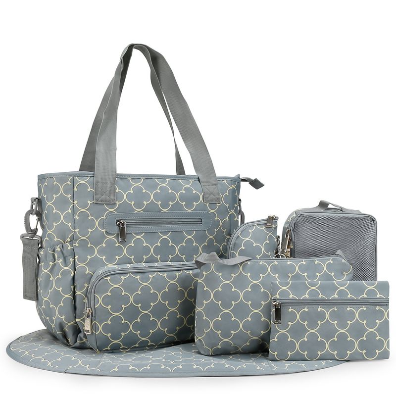 Aboutbaby Large Capacity 7-Piece Diaper Bag Set Multi-Functional Shoulder Tote With Spacious Compartments Stylish & Durable Polyester Travel Daily Use_voghion.com