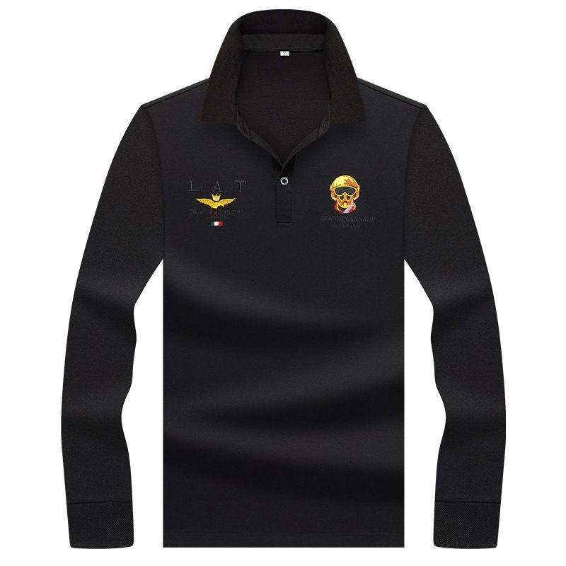 Legend Paul Men S Autumn And Winter New Air Fo Rce Embroidered Lapel Long Sleeve Polo Shirt Middle Aged T For_voghion.com