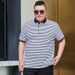 Herrenbekleidung Sommer große Größe Kurzarm-T-Shirt für dicke Männer Halbarm-T-Shirt mit Streifen für dicke Männer Top 195_voghion.com