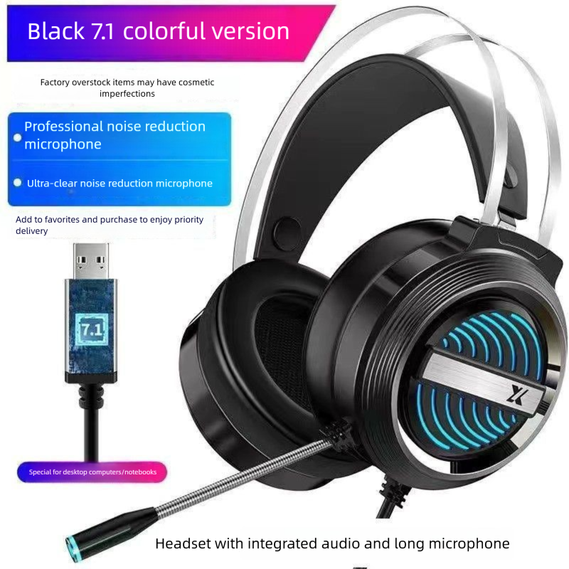 Computer Headset Over-Ear Gaming E-Sports Dedicated Wired Headphone With Microphone For Desktop And Laptop Universal_voghion.com