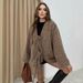 Oversized Wollmantel mit V-Ausschnitt und Gürtel – Street Style Longline Duster in Dunkelbraun & Silbergrau (S-L)_voghion.com