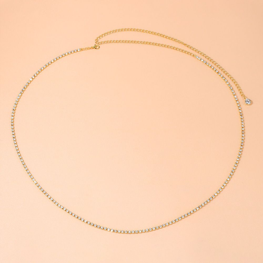 Gioielli Ciondolo semplice Strass Catena per la vita Tutto abbinato Personalizzato Spiaggia Catena per il corpo con diamanti pieni per le donne_voghion.com