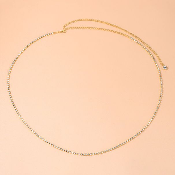 Gioielli Ciondolo semplice Strass Catena per la vita Tutto abbinato Personalizzato Spiaggia Catena per il corpo con diamanti pieni per le donne_voghion.com