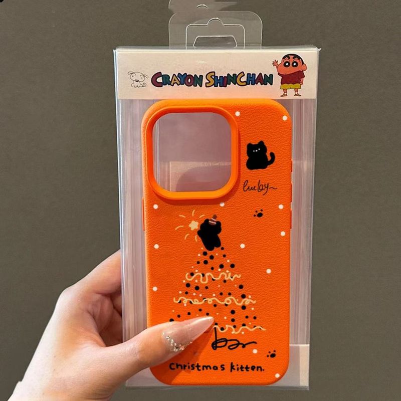 NeoGear Weihnachtsbaum-Schutzhülle mit schwarzem Katzen- und Litschi-Muster für 16/15 Pro Max und 14/13/12 mit großen Löchern_voghion.com