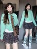 girl Early Autumn Atmosphere Green Sweater Knitted Cardigan Coat For Women 2025 New Forest Style Retro Loose Elegant Top_voghion.com