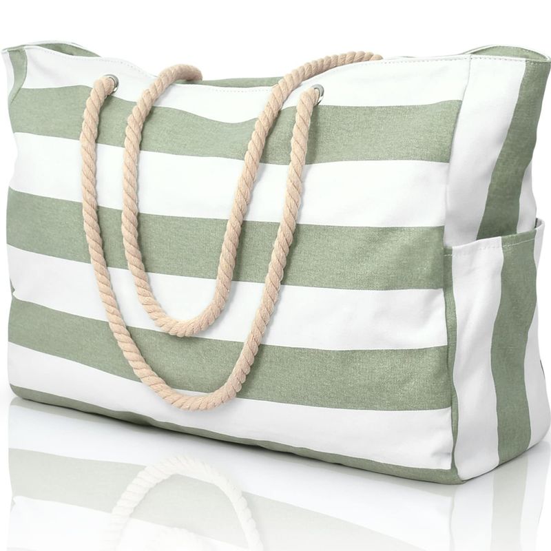 Large Travel Organizer Beach Bag – Waterproof & Sandproof Polyester Tote With Zipper For Pool, Vacation & Daily Use​_voghion.com