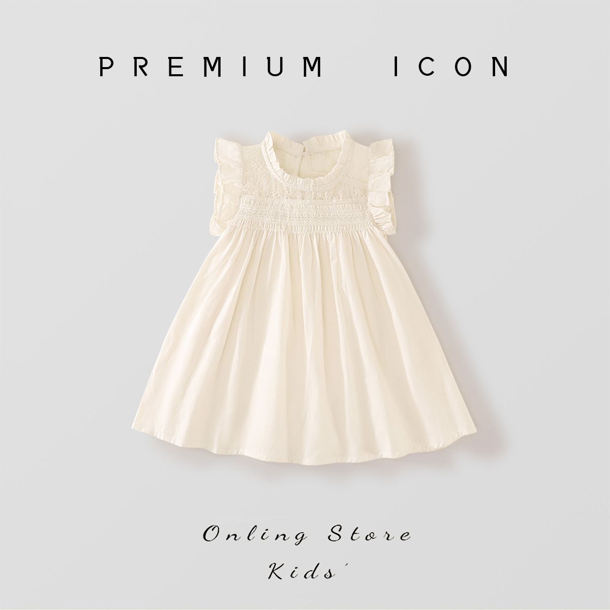 Çocuk Giyim Kız Çocuk Küçük Uçan Kollar Ve Fırfırlı Elbise Yaz Yeni Çocuk Fransız Tarzı Prenses Elbise_voghion.com