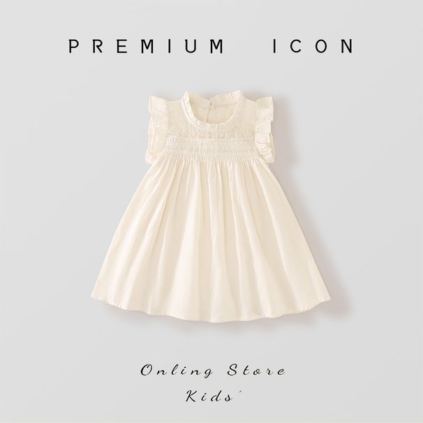 Çocuk Giyim Kız Çocuk Küçük Uçan Kollar Ve Fırfırlı Elbise Yaz Yeni Çocuk Fransız Tarzı Prenses Elbise_voghion.com