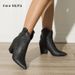 Women's Black Pointed Toe Chunky Heel Ankle Boots - Fashionable Bare Booties For Autumn/Winter_voghion.com