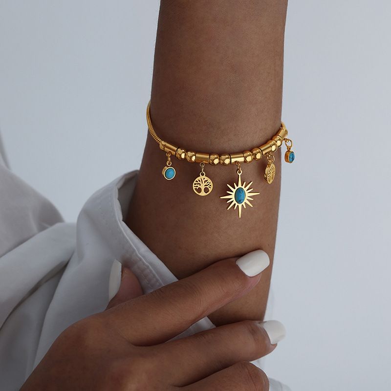 Retro-Quastenhalskette im mittelalterlichen Stil für Frauen, galvanisiertes Titanstahl-Armband mit nicht verblassender Persönlichkeit, ethnisches Stil-Set_voghion.com