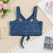 Girls' Denim Outfit Set – Sleeveless Top & Straight Leg Pants, Soft Breathable Summer Clothes For Toddlers (90-120cm, Age 3-8), A-Class Safety_voghion.com