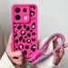 Custodia per telefono con stampa leopardata per Xiaomi Poco X7 Pro Redmi Note 14 Pro con cordino da polso e cinturino in morbido silicone_voghion.com