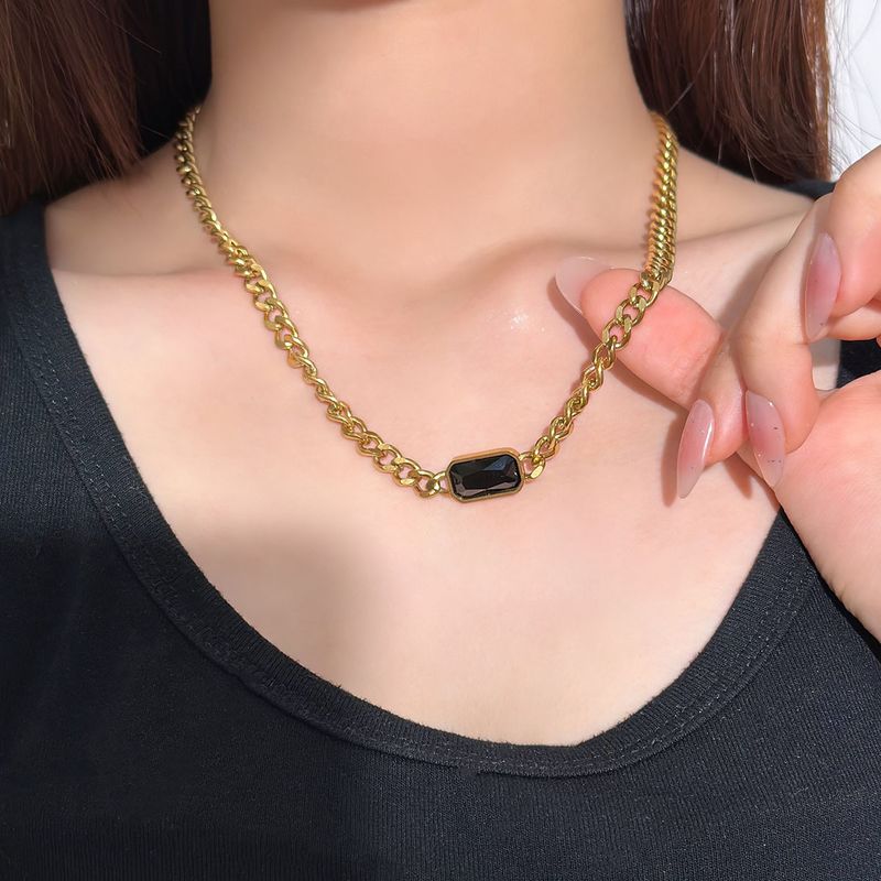 Collana cubana unisex in acciaio al titanio, stile hip-hop, semplice, di alta qualità, spessa, esagerata, alla moda, con catena a clavicola._voghion.com