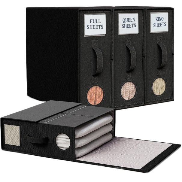 Bettlaken-Aufbewahrungstasche, faltbar, für den Kleiderschrank, Aufbewahrungstasche, Platz für Bettlaken-Sets, Aufbewahrungsbox für Bettwäsche_voghion.com