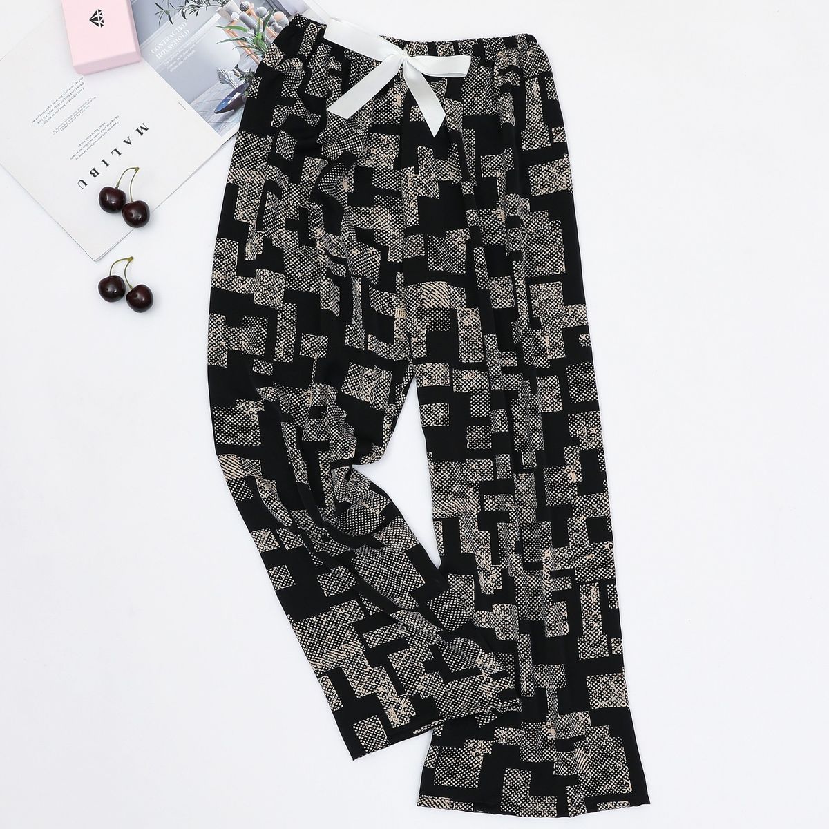 Women's Sleepwears Thin loose large size can be worn outside the home pants wide-leg pants_voghion.com