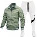 Herrenbekleidung Street Running Sports Jugend Fliegerjacke Spleißen Bedrucktes Jogginghosen-Set_voghion.com