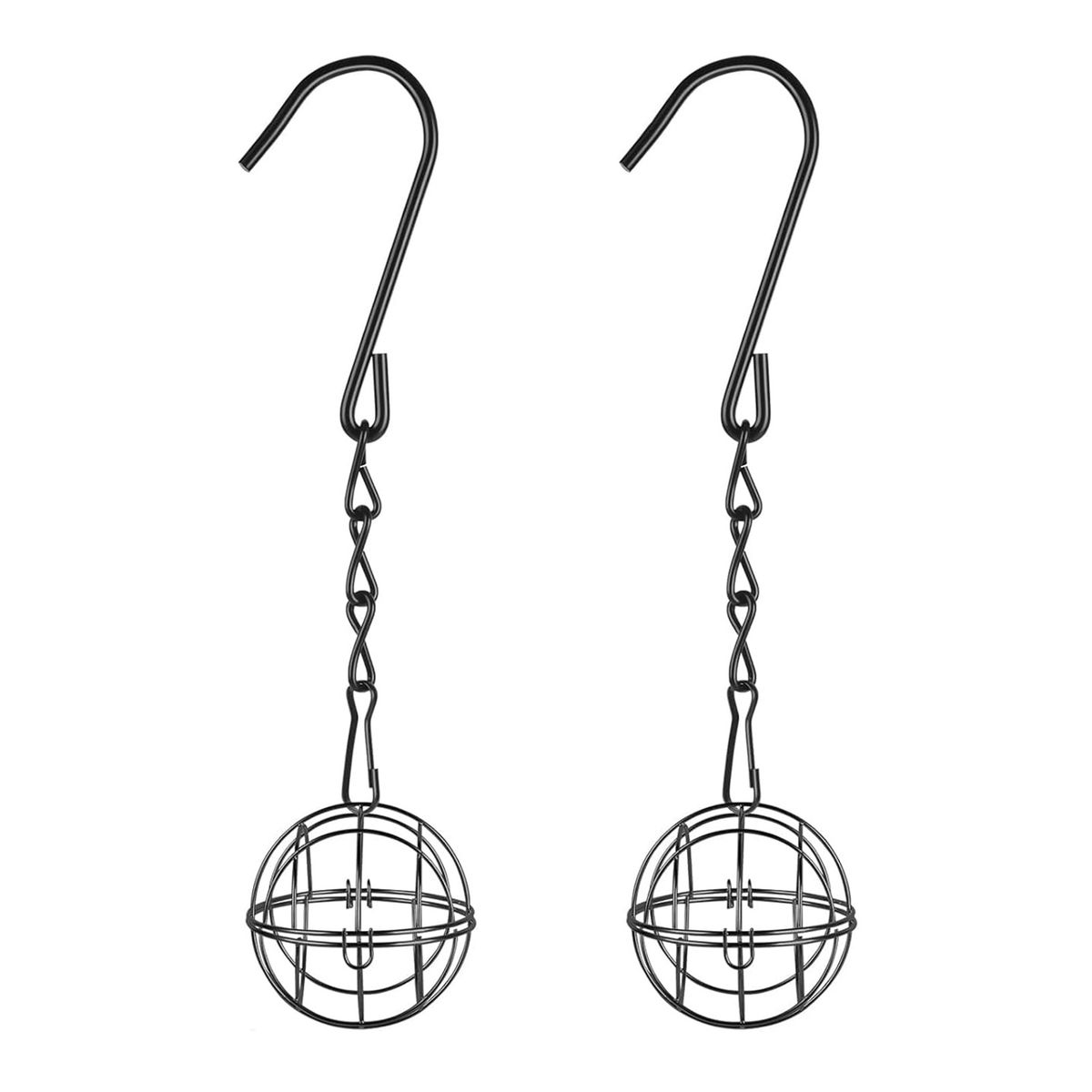2 Stück fettkugelförmige Vogelfutterhäuschen, Vogelfutterhalter, kugelförmiger Käfig mit Haken für Wildvögel im Garten_voghion.com
