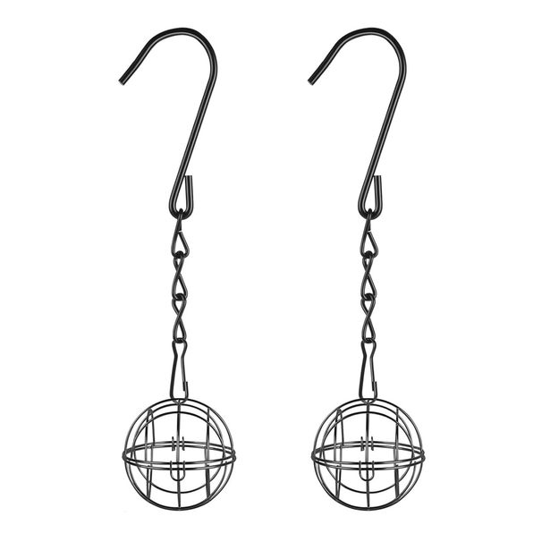 2 Stück fettkugelförmige Vogelfutterhäuschen, Vogelfutterhalter, kugelförmiger Käfig mit Haken für Wildvögel im Garten_voghion.com