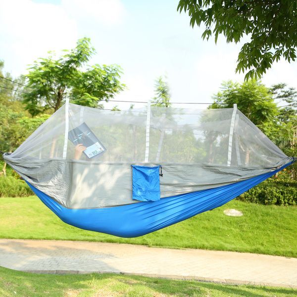 Camping Hammock, Portable Double Hammock With Net,600lbs Load 2 Persons Hammock W/Mosquito Net Outdoor Hiking Camping Hommock Portable Nylon Swing H_voghion.com