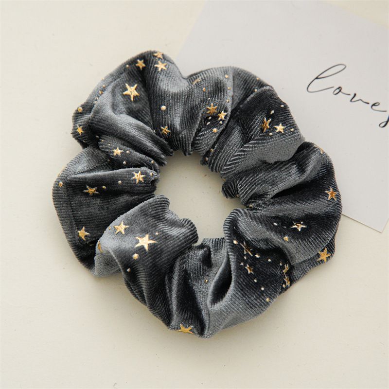 Autumn and winter flannel star series fabric large intestine ring hair jewelry spot three-state high-elastic hair ring_voghion.com