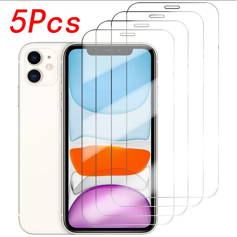 5Pcs Protective Glass For IPhone 16 15 14 13 12 11 Pro Max 12Mini 15Plus 16E Screen Protector Tempered Glass 6 7 8 Plus X XS XR XSMAX SE2 SE4 Glass_voghion.com