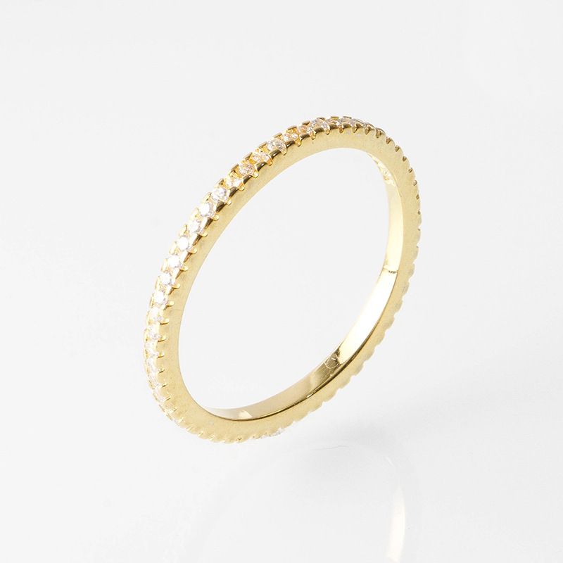 Bague en argent empilée à une rangée de diamants pour femme S Pure INS Wind Full Diamond Tail_voghion.com