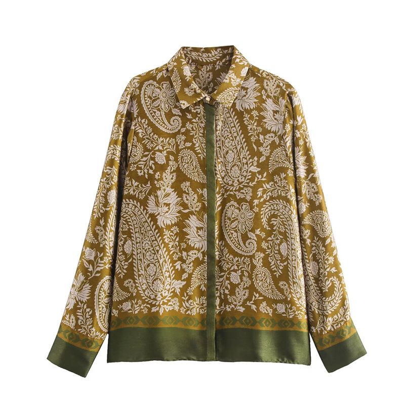 Elegant Satin Print Women's Lounge Set - Long Sleeve Top & Pants - Geometric Pattern - Comfortable Polyester Blend - Fall Fashion_voghion.com