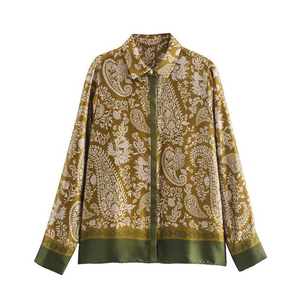 Elegant Satin Print Women's Lounge Set - Long Sleeve Top & Pants - Geometric Pattern - Comfortable Polyester Blend - Fall Fashion_voghion.com