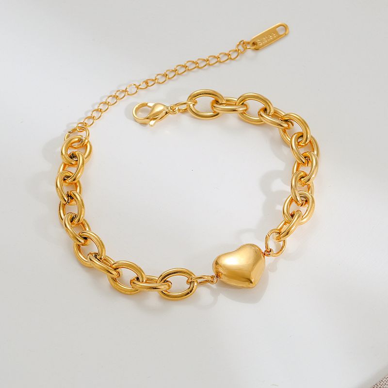 Real Gold Plated Full Body Titanium Steel INS Style New Fashion Heart Necklace High-end Luxury Cuban Thick Chain_voghion.com