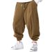 Men's Clothing Sporty Jogging Corduroy Solid Color Casual Pants With Drawstring Elastic Waist_voghion.com