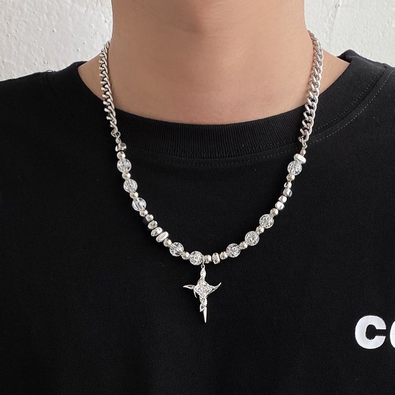 Colier cruce pentru bărbați, versatil, premium, hip hop, nișă, lanț cubanez, accesorii pentru pulover_voghion.com