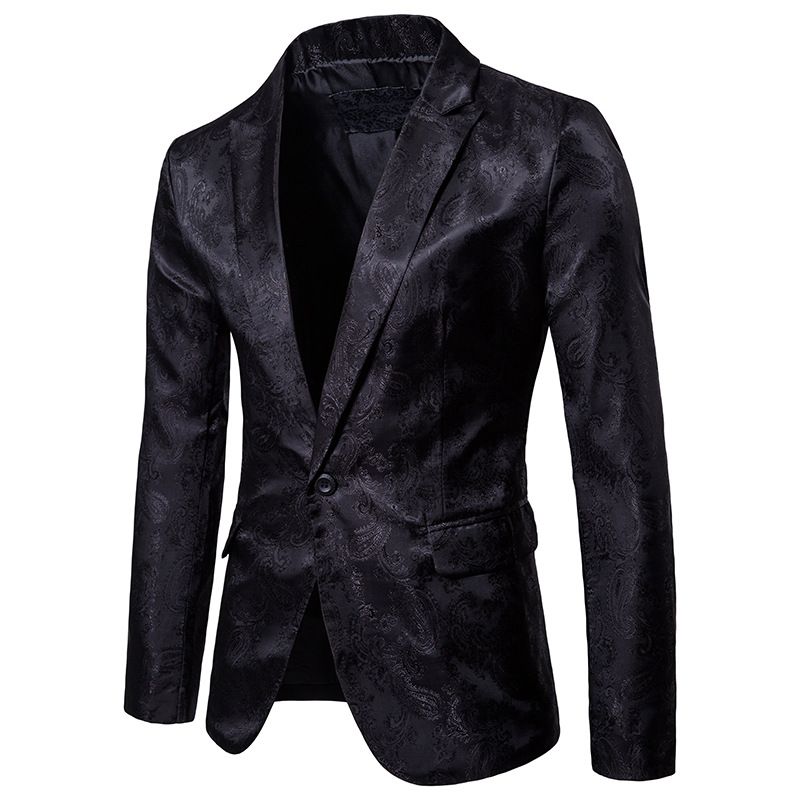 Suit Court Style Dark Pattern Design Fashion Single Button Slim Fit Men's Blazer_voghion.com