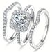 Three-Piece Set Simple Elegant Square Zircon Stacking Style Rings For Women Exquisite Jewelry Wedding Gift_voghion.com