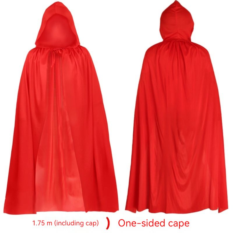 Costum de Halloween, costum pentru spectacol, pelerină argintie, roșie și neagră_voghion.com