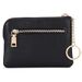 Women's Genuine Leather Coin Purse Simple First Layer Cowhide Zipper Wallet with Key Ring_voghion.com
