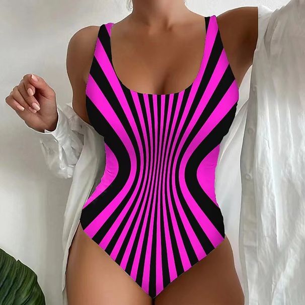 Maillot de bain une pièce sexy à bretelles et rayures pour femme, modèle 2025_voghion.com
