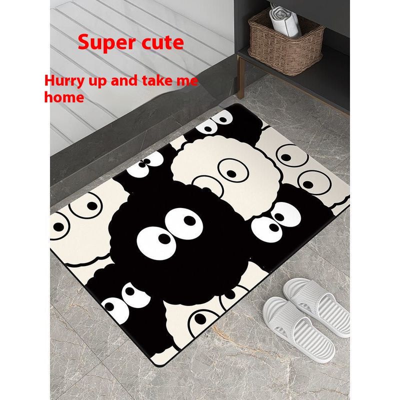 Diatomaceous Earth Bathroom Quick-Dry Absorbent Cute Cartoon Toilet Doorway Dirt-Resistant Non-Slip Foot Mat_voghion.com