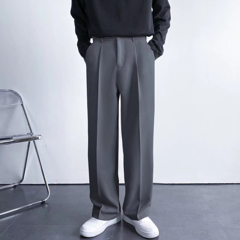 Frühling und Herbst Promi drapieren gerade Anzughose Herren lose koreanische Version der lässigen weißen Hose mit weitem Bein Wischhose_voghion.com