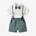 Kinderkleidung Sommer Jungen Kurzarm Overall Anzug Baumwolle weißes Hemd Geburtstagsleistung Kleidung Kinderkleidung_voghion.com