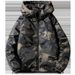 Erkek Büyük Boy Kamuflaj Kapüşonlu Kışlık Ceket - Büyük ve Uzun Boylular İçin Sıcak Polyester Şişme Mont - Rahat Kesim Günlük Dış Giyim_voghion.com