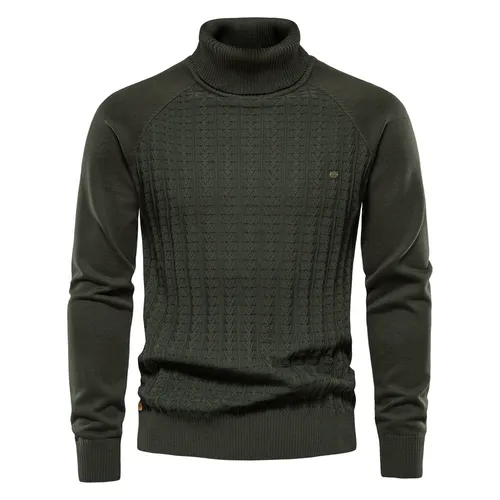 Man's clothing Men's turtleneck sweater Solid color men's sweater business casual sweater for men_voghion.com