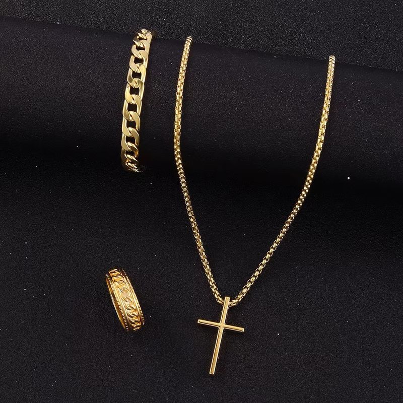 Schmucksets Kreuz Schmuck Kette Ring Armband Halskette 3 Sets_voghion.com