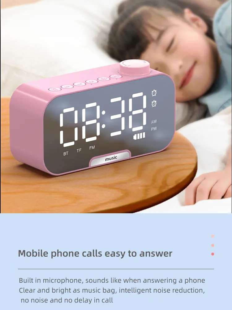 Otočné tlačidlo zrkadla Reproduktor Bluetooth Kreatívna karta Darčeková karta s budíkom Multifunkčný reproduktor_voghion.com