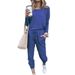 Solid Color Loose Casual Suit Women's Spring and Autumn New Style Round Neck Long Sleeve Harem Pants Two-piece Set_voghion.com