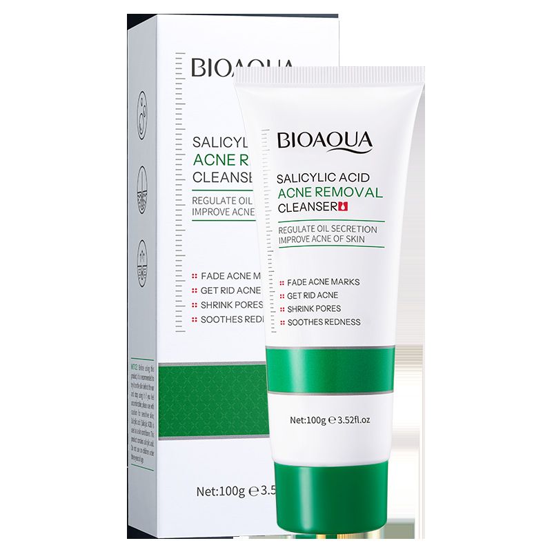 BIOAOUA Latte detergente idratante e restringente per l'acne con acido salicilico_voghion.com